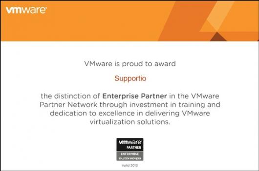 Компания Supportio стала обладателем партнерского статуса VMware Enterprise Partner